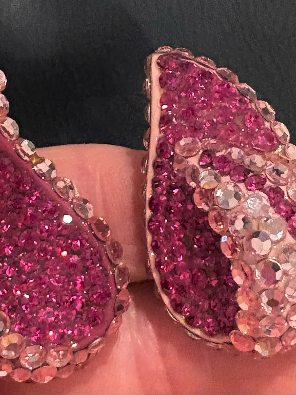 Vintage New Raspberry Bellini Pink Crystal Teardrop Earrings New Clip